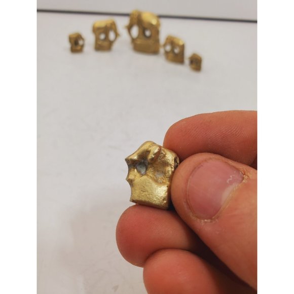 vintage Solid Brass Elephants with Trunk Up heavy family set of six - Picture 7 of 10